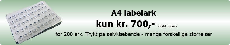 En kasse labelark trykt i farver